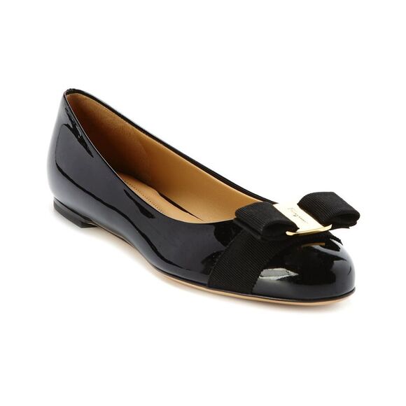 Ferragamo Varina Patent Ballet Flat, Black - Picture 1 of 4